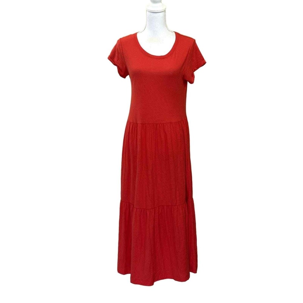 NATION LTD Orange Tiered Maxi Dress XS, minimalist, elevated basics, effortless